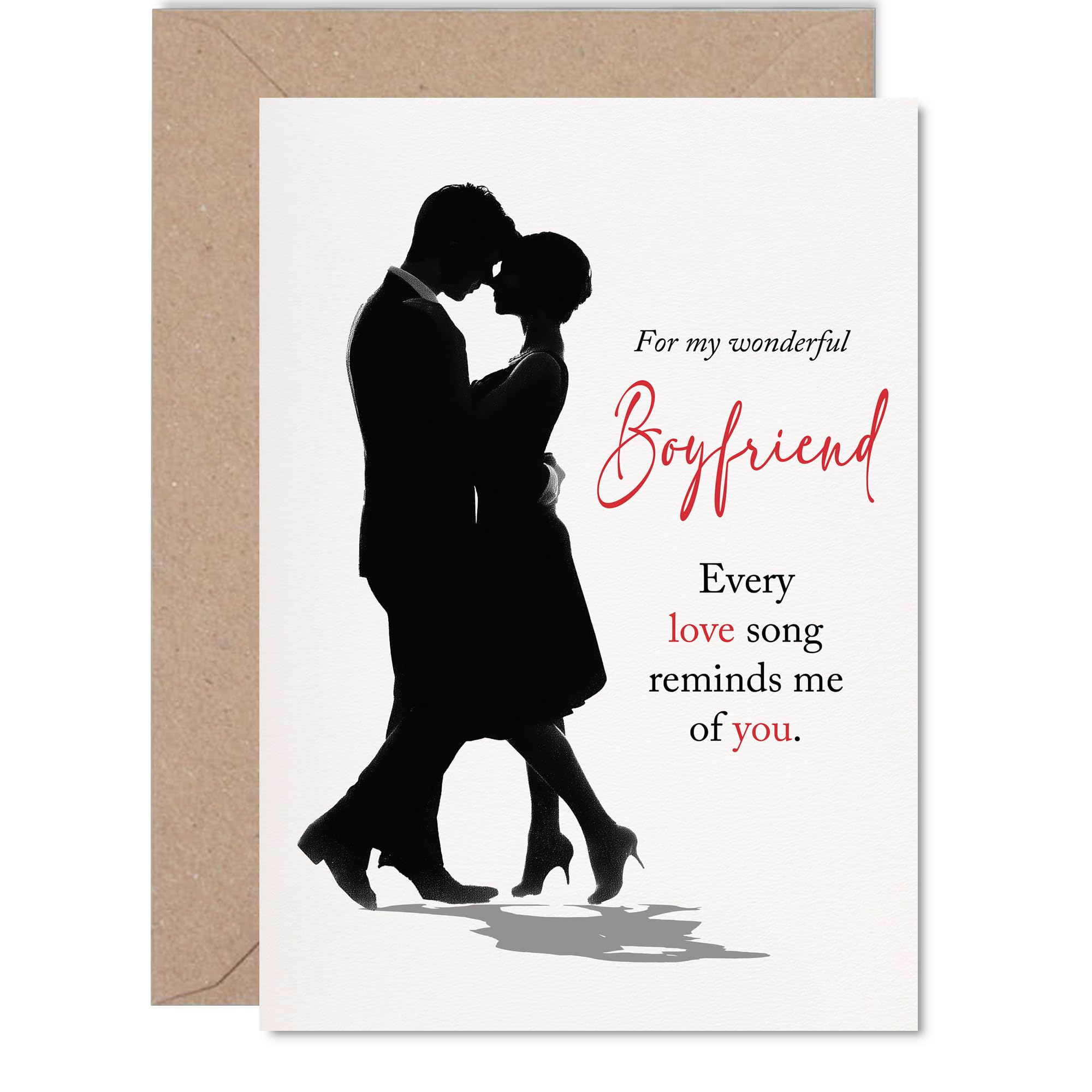 Boyfriend Anniversary Card - Every Love Song - Happy Anniversary Card for Boyfriend from Girlfriend Partner, 5x7 Inch Wedding Anniversaries Greeting Cards