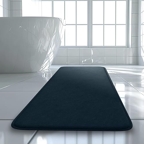 Miniatura 44 de Alfombra de baño de lujo – 1 pieza de tapete de baño con espuma viscoelástica, antideslizante y ultrasuave, altamente absorbente, fácil de limpiar -