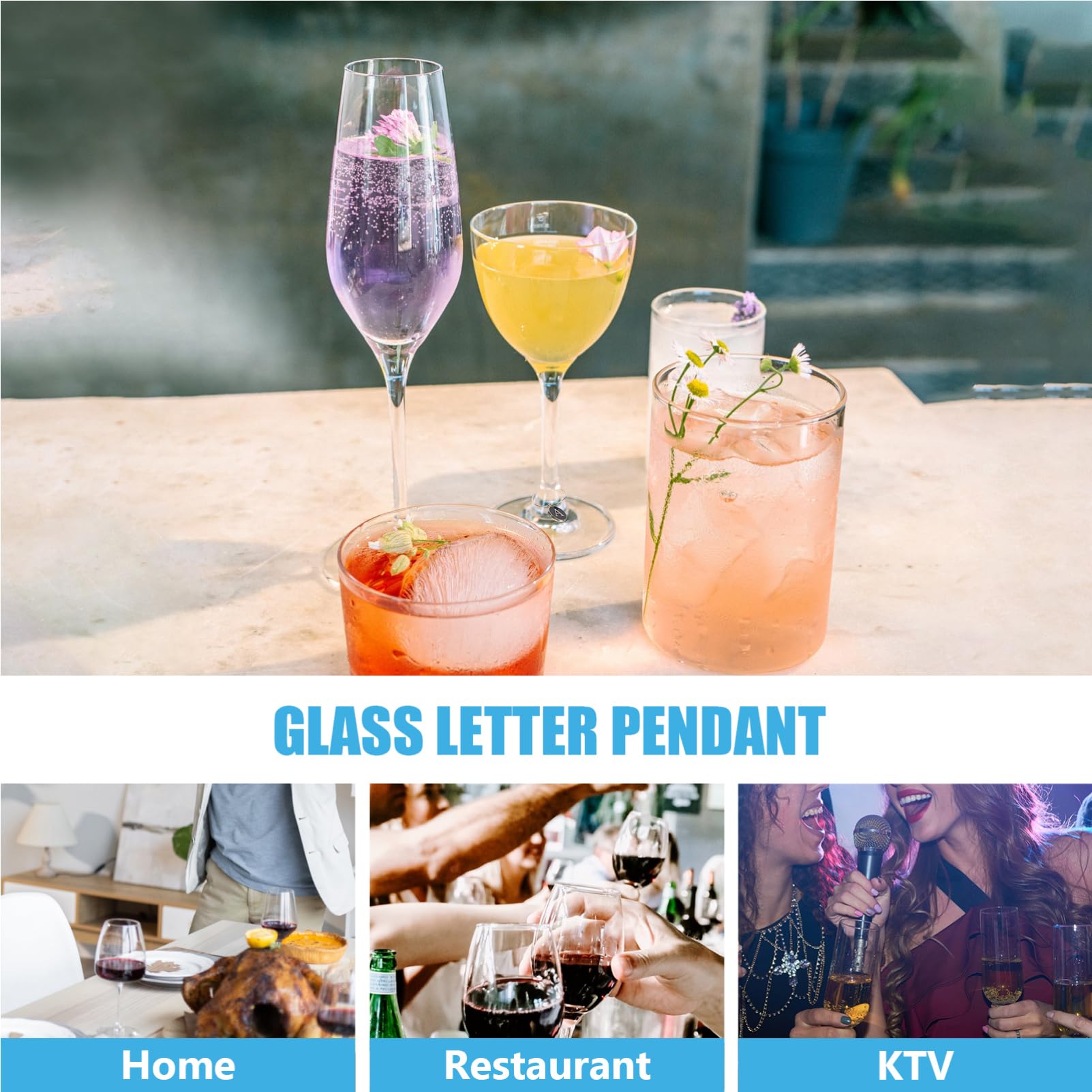 FUNOMOCYA 26Pcs Reusable Letter Wine Charms Zinc Alloy Distinctive Wine Glass Markers for Easy Identification at Parties and Gatherings for Wine Lovers