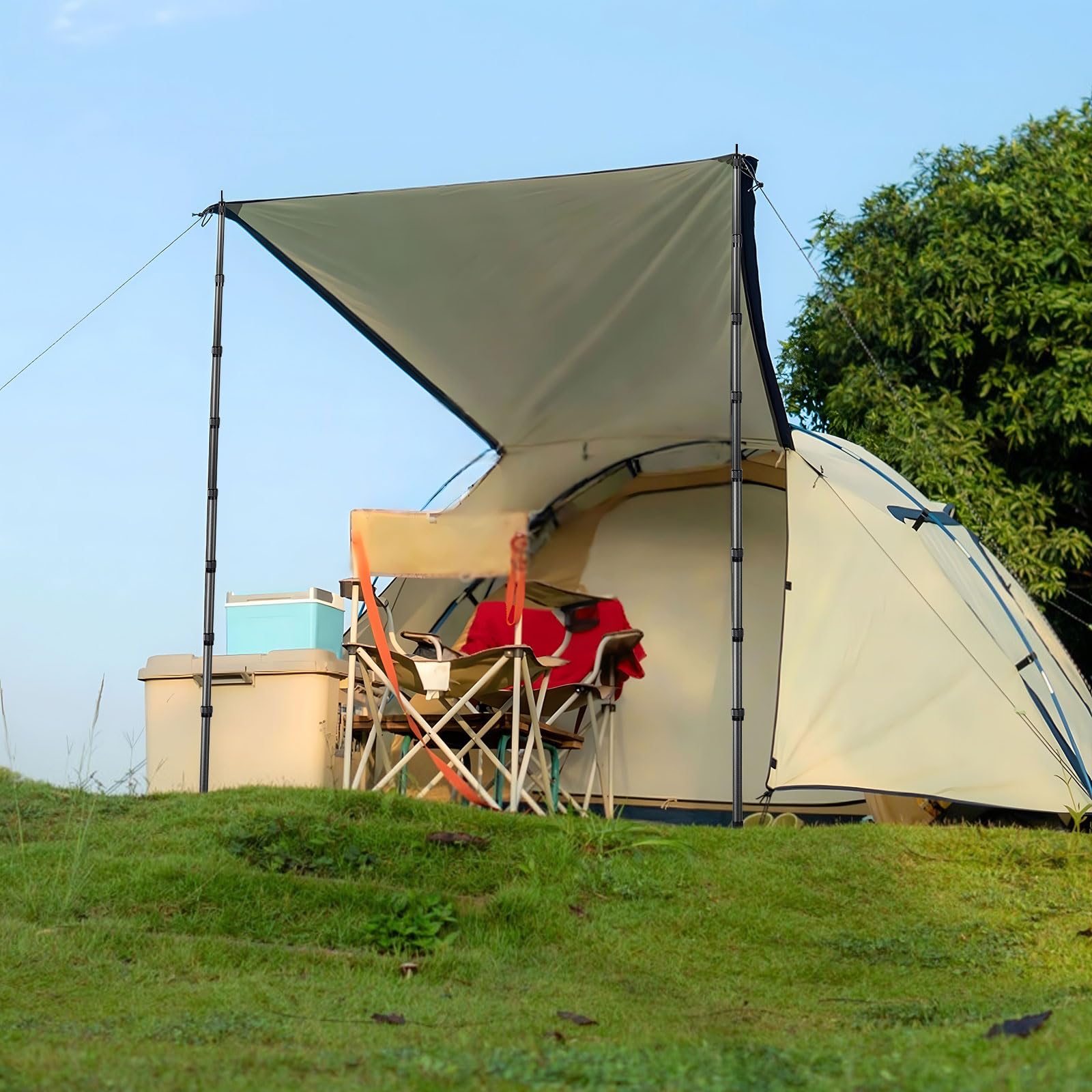 lalago 2er Set Kohlefaser Zeltstange Teleskop, Verstellbares Teleskopstange für Zelte, Ultraleichte Ultrastarke Markise Stangen, Teleskopierbare Zeltstangen, Sonnensegel Stange für Camping