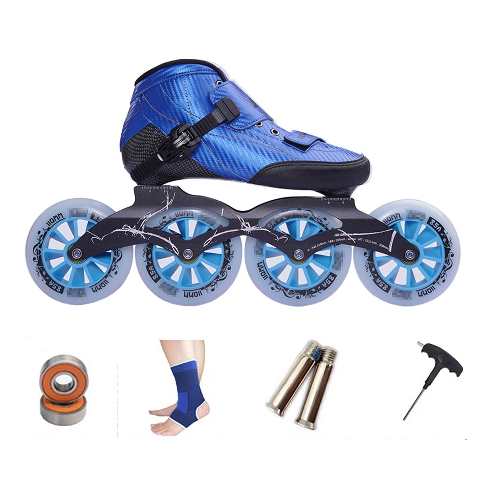 Patines En Linea Adulto, Patines De Velocidad Profesional De Fibra De Carbono para Exteriores, Patines De Ruedas Adulto Hombre Mujer, Ruedas De 110 Mm, Chasis De Aluminio Y Forro Transpirable