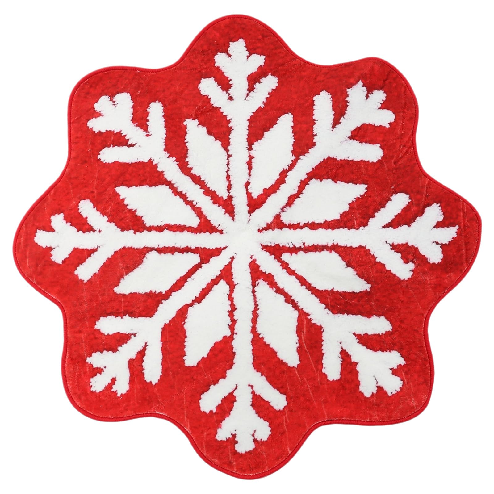 Carotoe Red Floor Pad Snowflake Shape Decorative And Functional Christmas Bath Mat With High Water Absorbency And Slip Resistant Bathroom Absorbent Rug