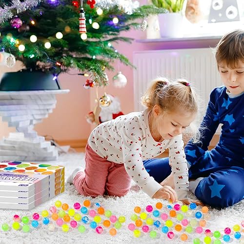 Miniatura 6 de 100 bolas inflables pequeñas de mármol colorido con caja de regalo, bolas rebotantes de colores mezclados para niños, regalos de fiesta, premios de