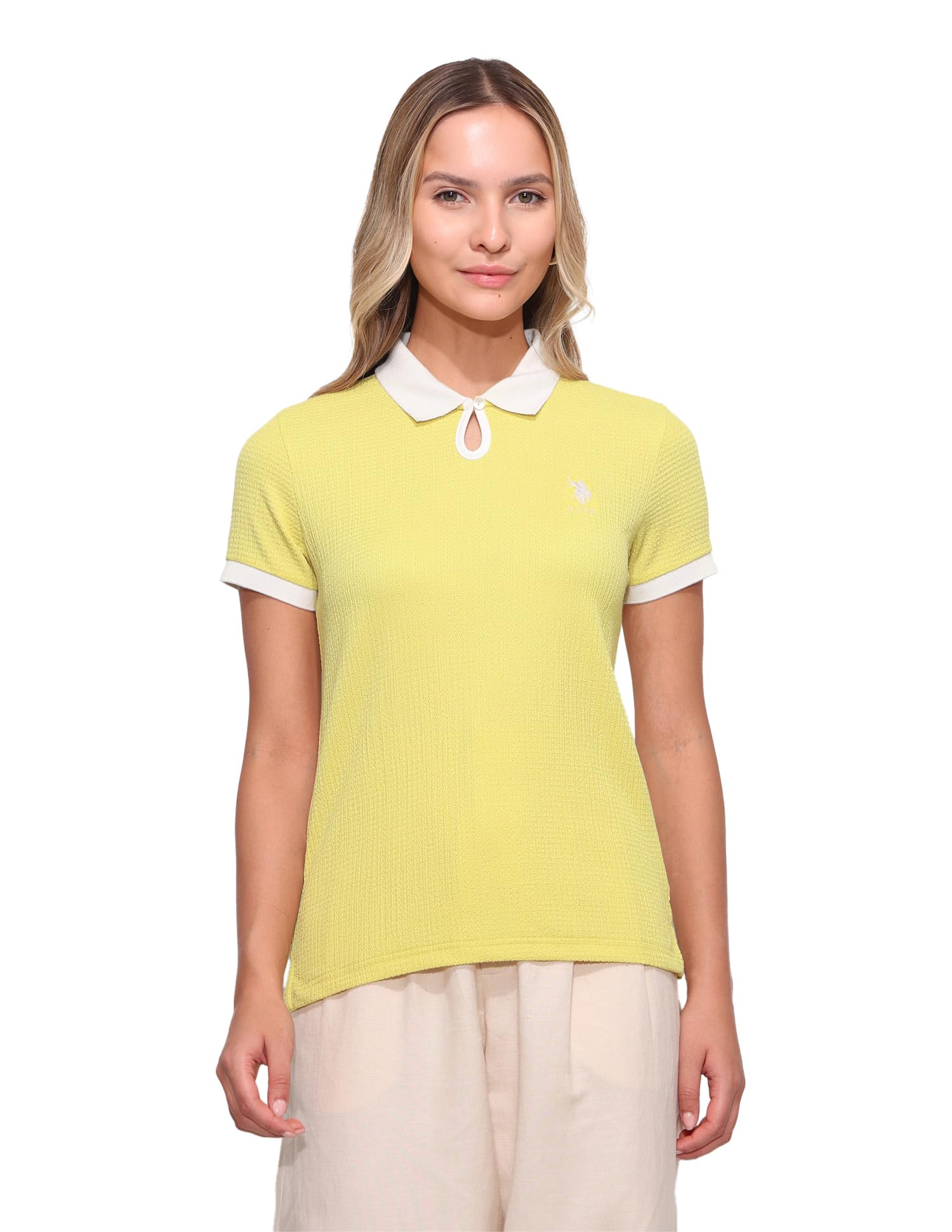 u.s. polo assn. Contrast Collar with from Key Hole tectured Polo-picture-27