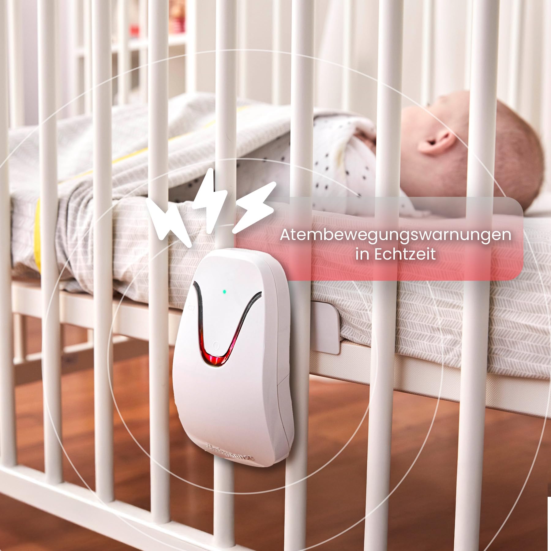 Babysense 7 Baby-Atembewegungsmonitor, Echtzeit-Warnungen, Ganzen Betts mit 2 Sensormatten