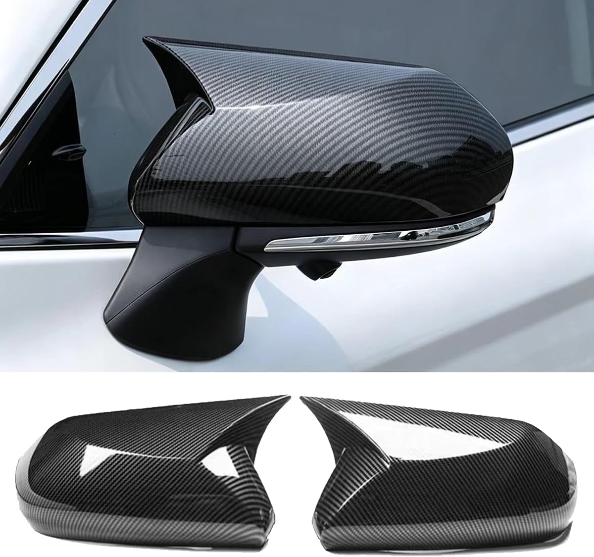 Compatible con Toyota Camry 2026 2025 2024 2023 2022 2021 2020 2019 2018 Accesorios Aspecto agresivo Tapas protectoras para espejo retrovisor lateral de puerta exterior de automóvil -Estilo de fibra de carbono