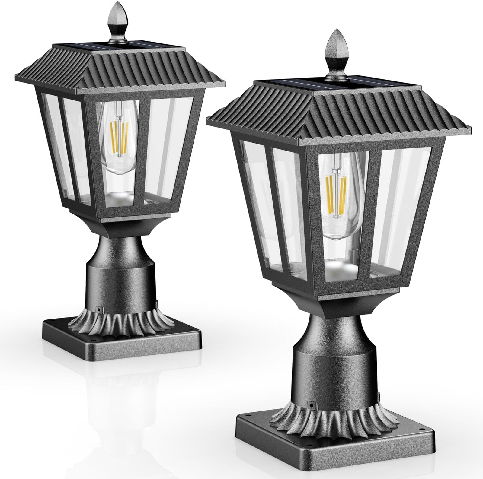 Solar Lamp Post Light Outdoor - 3000K Warm White, IP45 Waterproof Post Solar Lights for Garden Yard Landscape, Outside Decorative Lamp(2PK)