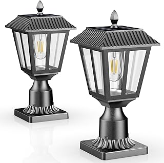 Solar Lamp Post Light Outdoor - 3000K Warm White, IP45 Waterproof Post Solar Lights for Garden Yard Landscape, Outside Decorative Lamp(2PK)