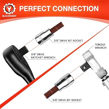 BLACKROBOT 6 mm Hex Bit Socket, 3/8 Inch Drive HW6 Allen Key Socket, Metric, Full Polished, S2 Steel Head Made For Repairing