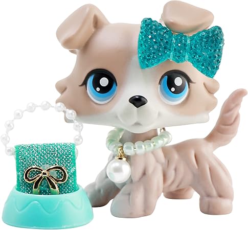 MiniPets lps Figure, lps Collie 67 Gray Body Blue Eyes Collie with lps Accessories Necklace Bow Bag Food Kids Gift MiniPets lps Figure, lps Collie 67 Gray Body Blue Eyes Collie with lps Accessories Necklace Bow Bag Food Kids Gift