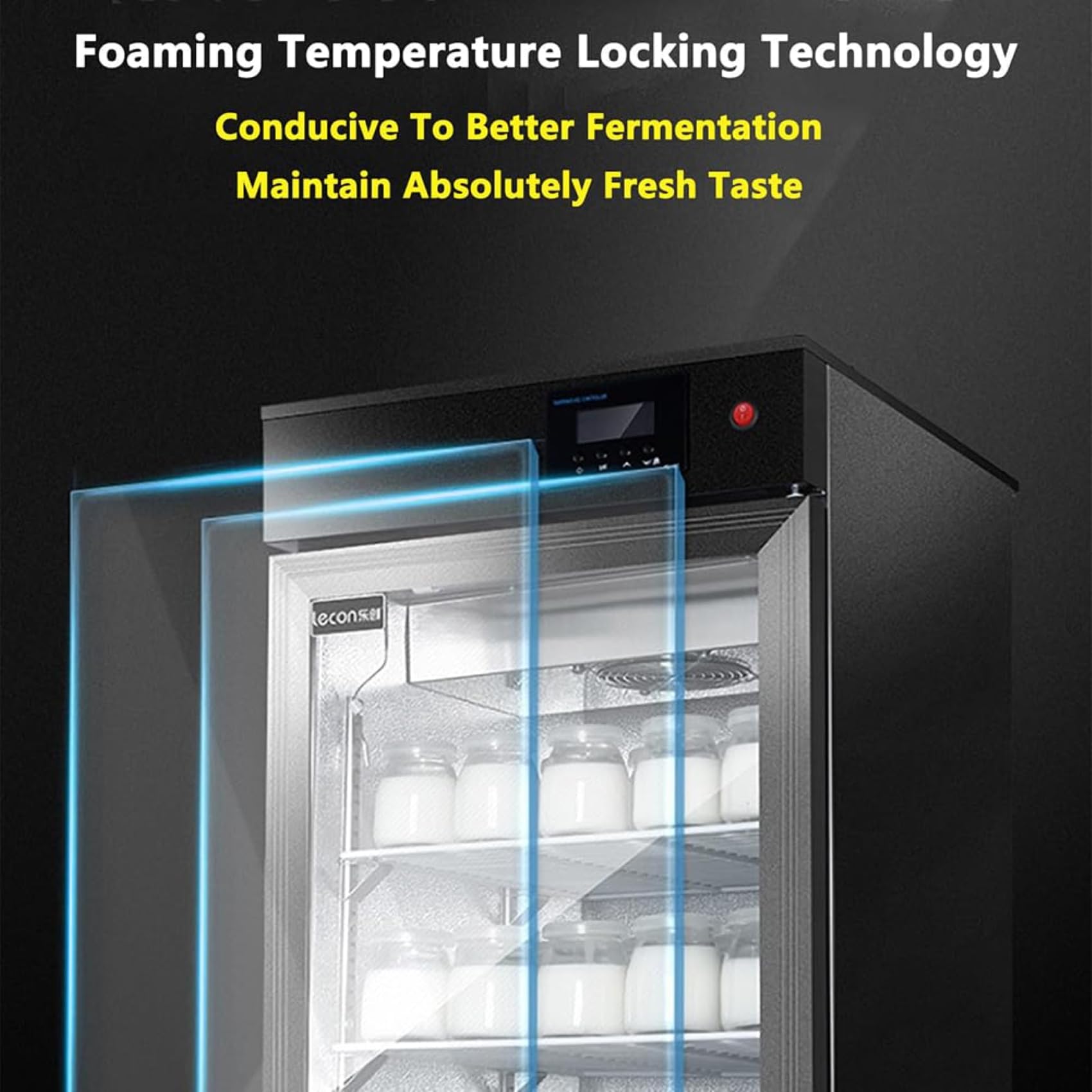 Máquina de fermentación de 100 L, máquina automática de yogur con refrigeración, ciclo de 360°, calor ajustable de 30 a 60 °C, refrigeración de 2 a 10 °C para uso doméstico y comercial