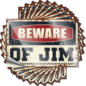 Funny Car Decals Beware of Jim Funny Sticker 10 Pcs Funny Sogns Stickers for Cars8X12CM