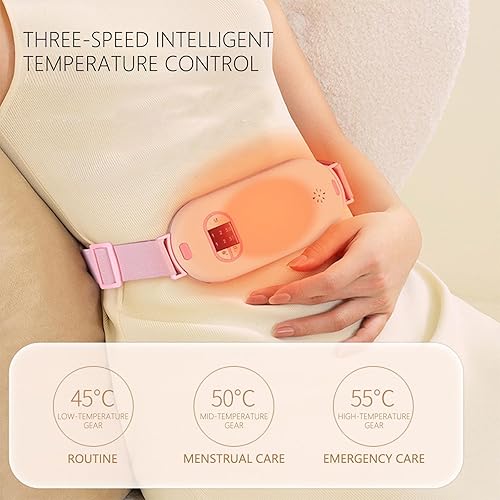 Miniatura 2 de Almohadilla térmica menstrual inalámbrica portátil con 3 niveles de calor y 3 modos de masaje de vibración, cinturón eléctrico de calentamiento