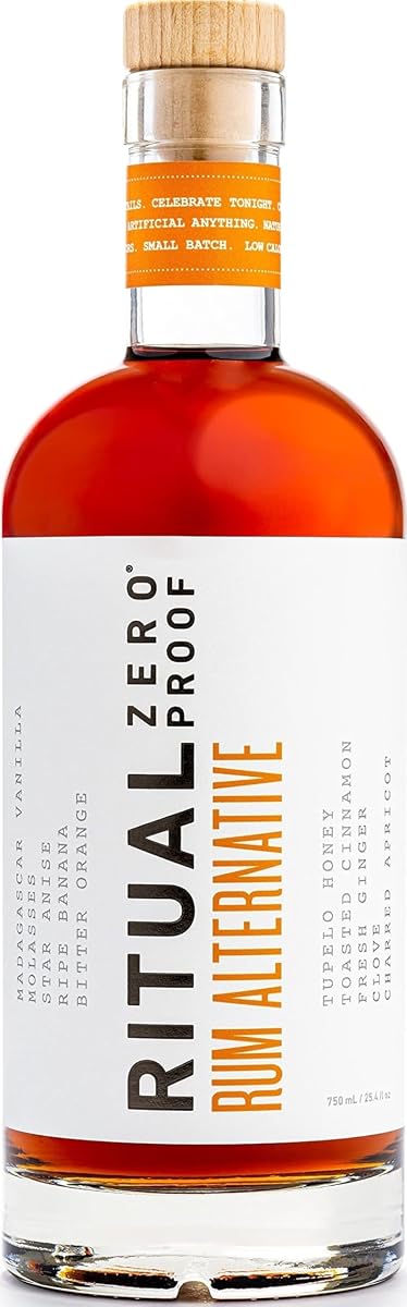 RITUAL ZERO PROOF Alternativa al ron | Bebida espirituosa sin alcohol galardonada | 25,4 onzas líquidas (750 ml) | Sólo 5 calorías | Fabricado de forma sostenible en Estados Unidos | hacer cócteles sin alcohol