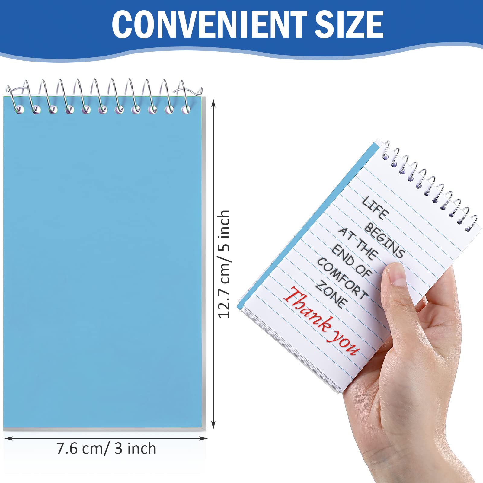 100 blocs de notas en espiral a granel de 3 x 5 pulgadas, bloc de notas pequeños con forro superior de papel rayado universitario, mini bloc de notas de bolsillo, cuadernos en espiral para escuela