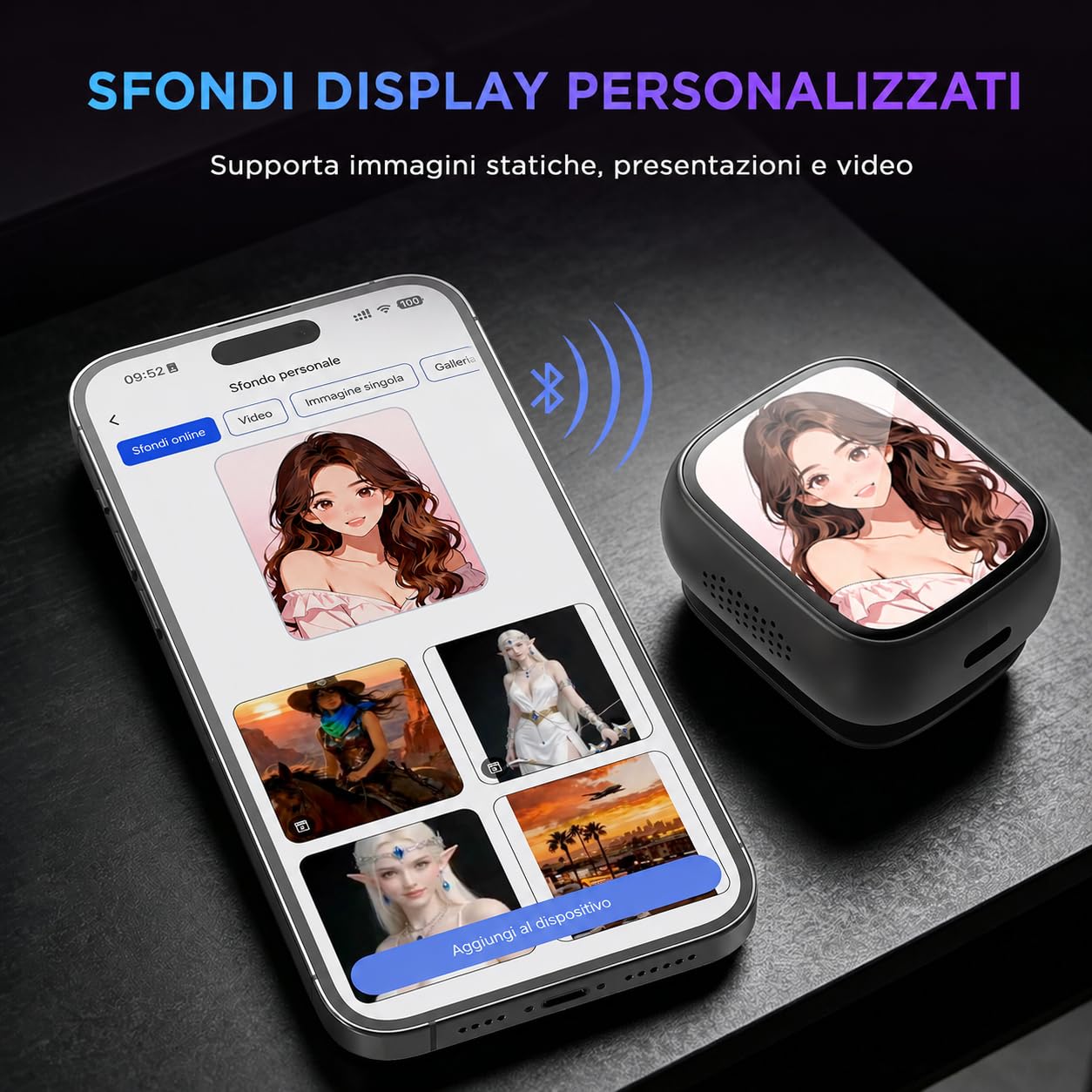 Z02 Traduttore vocale IA e badge, dispositivo di traduzione in tempo reale 102 lingue, registrazione con un‑clic per verbali d’incontri e mappe mentali, Bluetooth integrato per viaggi e lavoro
