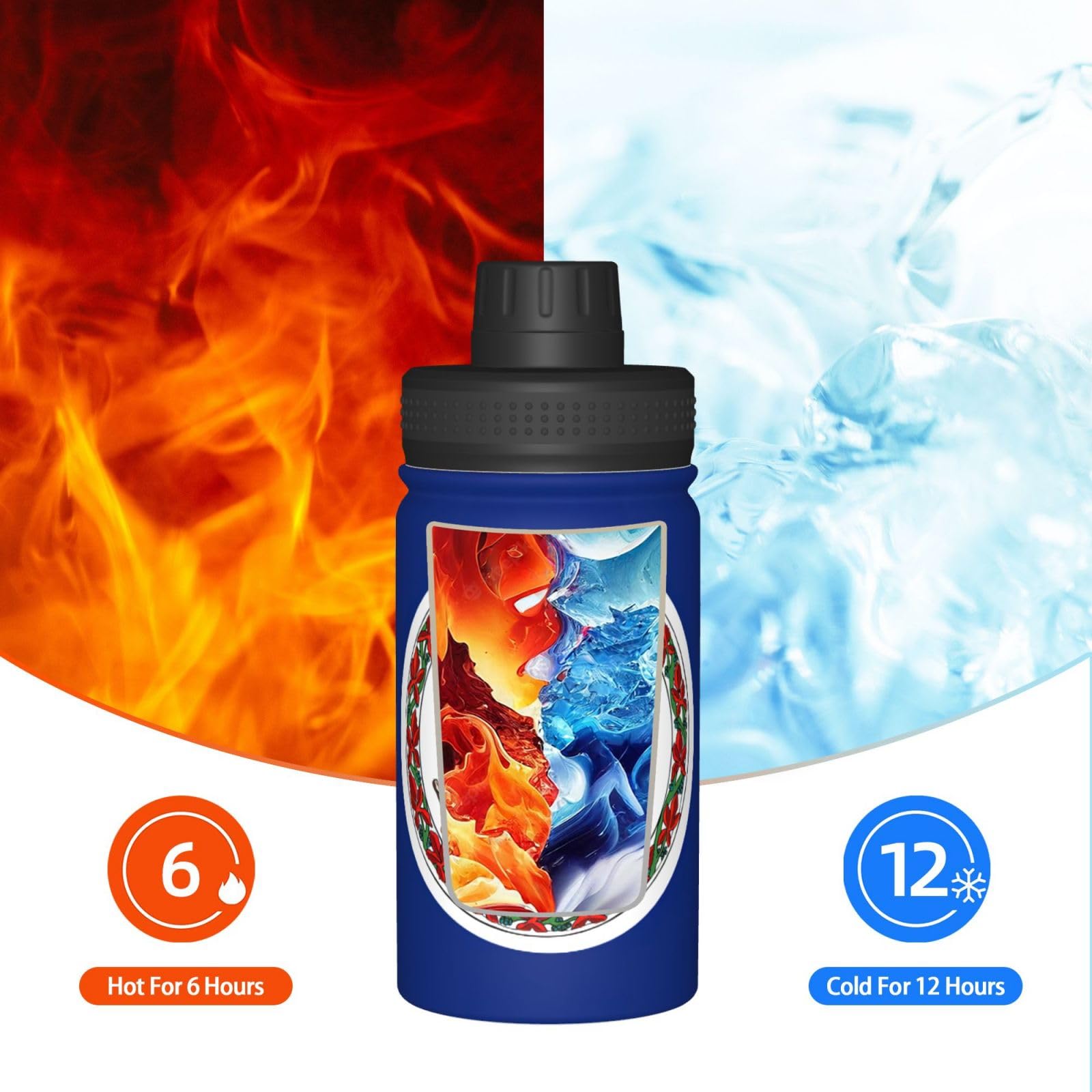Bottiglia d'acqua spaziale con stampa bandiera della Virginia, 350 ml, in acciaio inox, borraccia termica per lo sport, per la scuola e le attività all'aperto