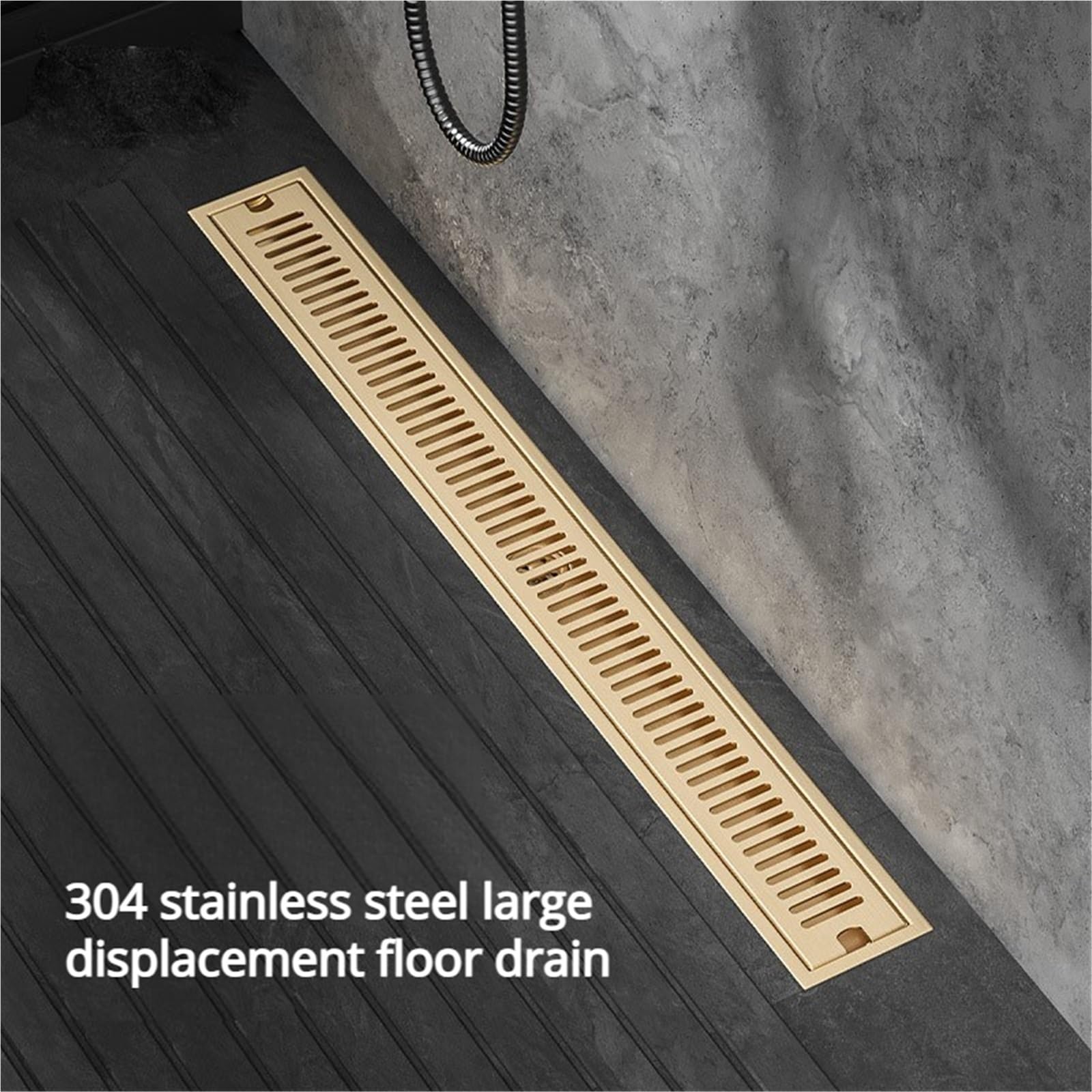 Desague Ducha Lineal Desagüe De Piso Largo Dorado Rectangular