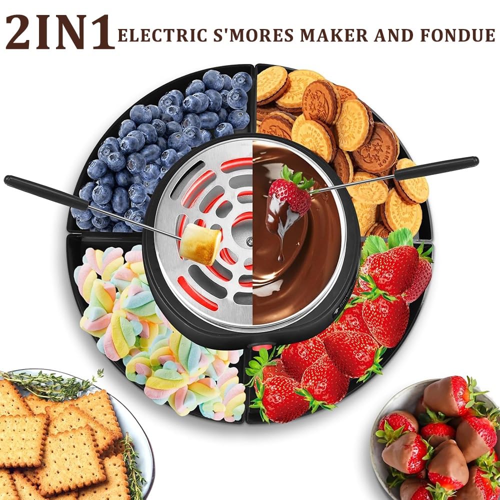 Elektryczny przyrząd do fondue z regulowaną temperaturą i płytą nieprzywierającą, idealny na imprezy i spotkania
