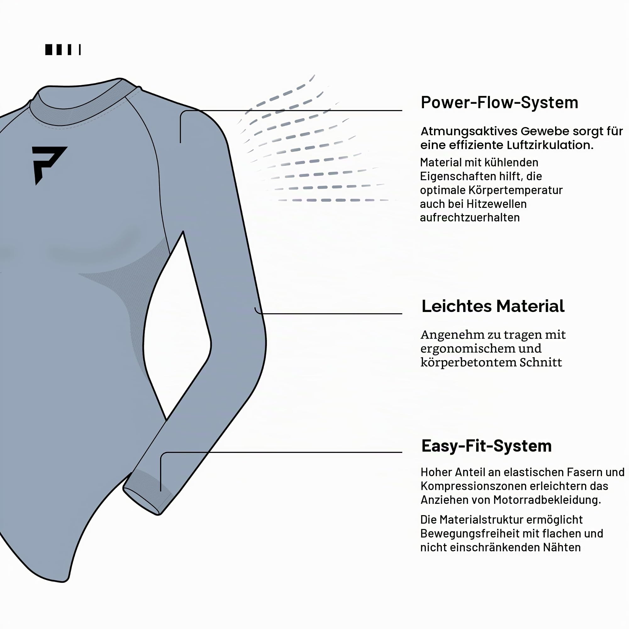 REBELHORN Freeze II Lady Thermo Body Damen | Langarm | Kühlende Thermounterwäsche | Feuchtigkeitsableitung | Atmungsaktiv | Kompressionszonen | Thermomotorradkleidung