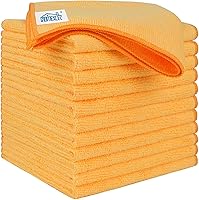Vista 37 de HOMEXCEL Paquete de 12 paños de limpieza de microfibra, prémium, toallas de 16 x 16 pulgadas, paño de lavado ultraabsorbente, trapos sin pelusas ni