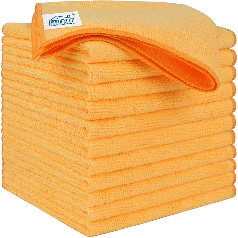 HOMEXCEL Panos de Microfibra Amarelos para Limpeza Automotiva 31,8 x 31,8 cm, Kit com 12 unidades