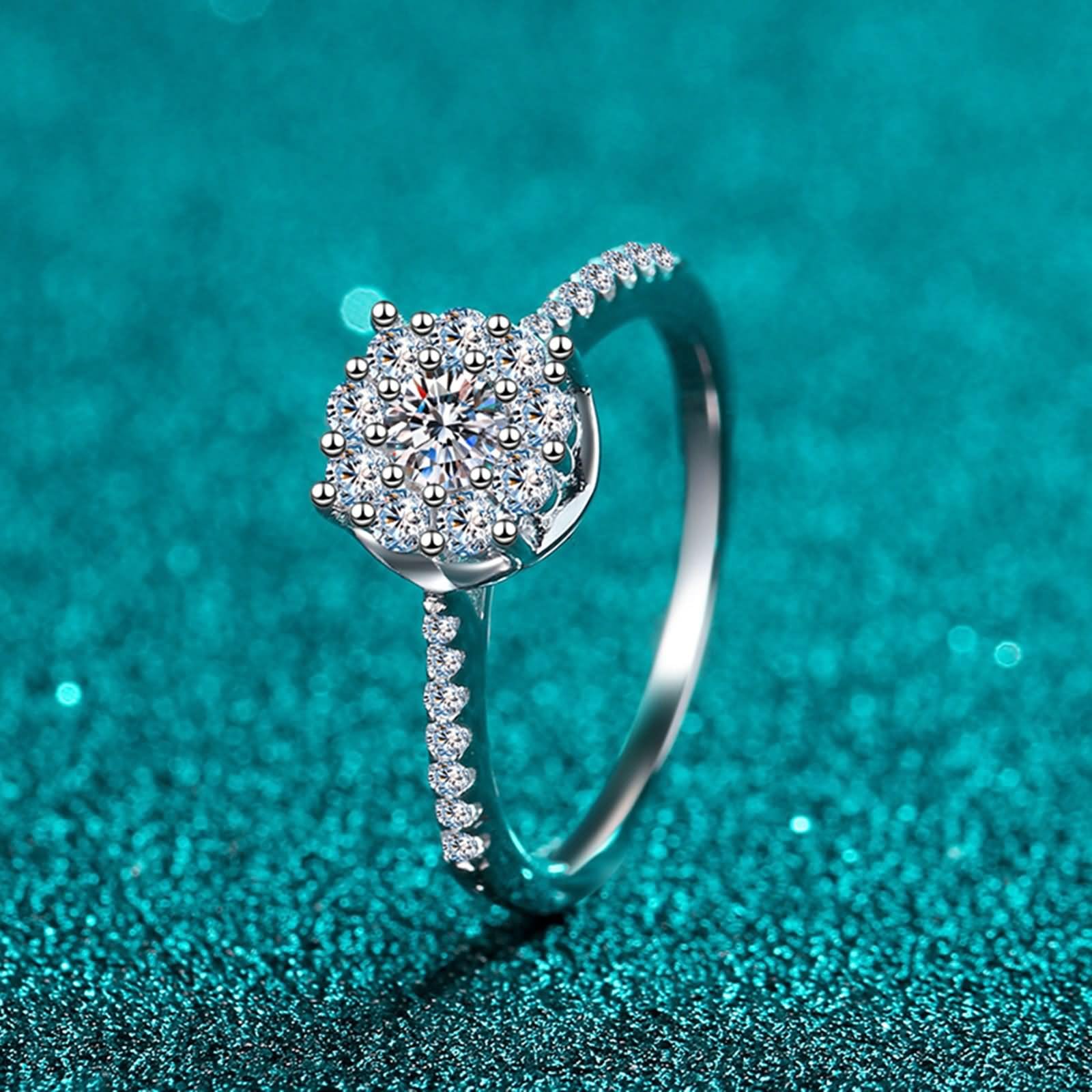 Anello in argento Sterling 925 con moissanite, adatto per feste di compleanno
