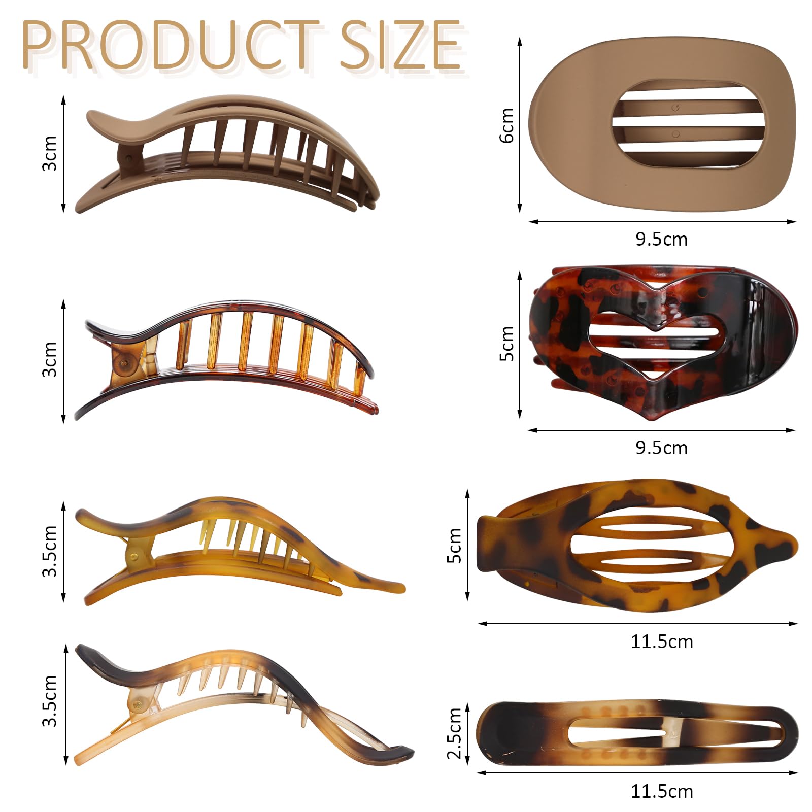 8Pcs Flat Hair Clips for Women 4 Styles Curved Design Hair Claw Clips - Image 2