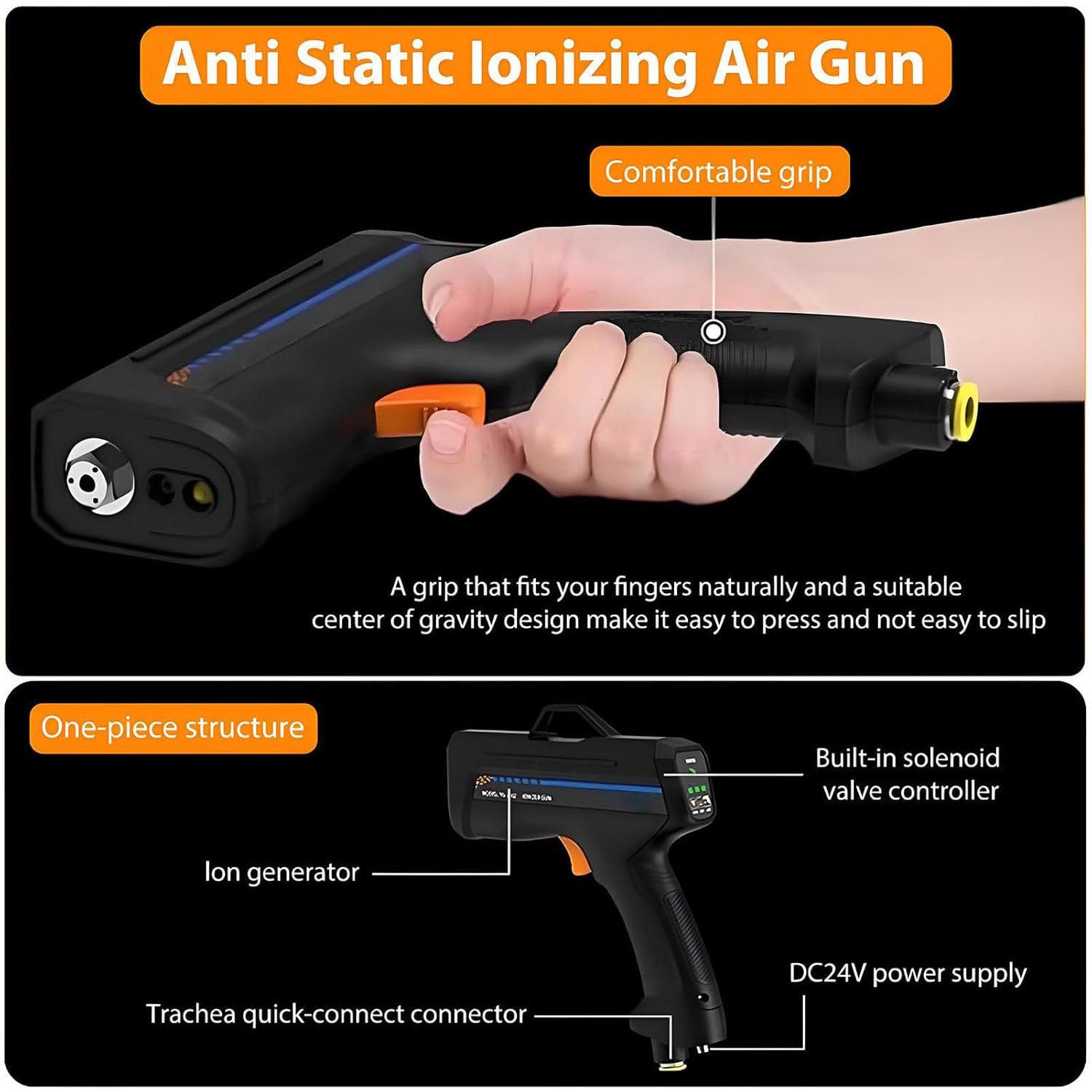 Pistola antiestática de Aire ionizante, Pistola antiestática portátil, eliminador de estática, con luz de detección de Polvo, para Limpiar aparatos electrónicos y automóviles Ordinary