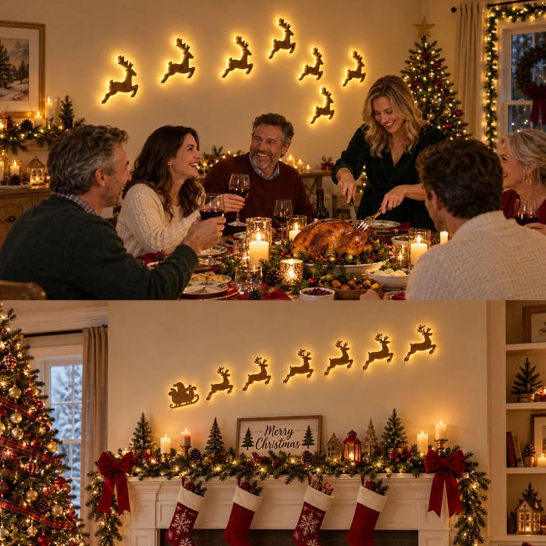 Decorazioni da Parete a Renna a LED - Illuminazione Natalizia Festiva (# A)