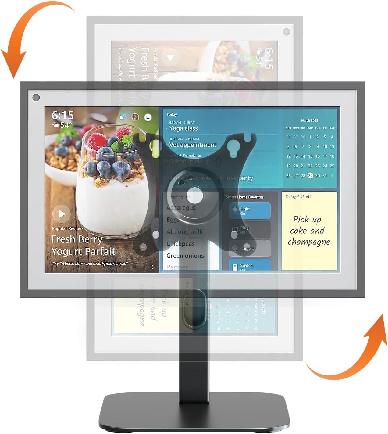 PUTORSEN Echo Show 15 Stand Swivel and Tilt, 360 Degree Screen Rotation,Adjustable Echo Show 15,Holds up to 5.5lbs,Black