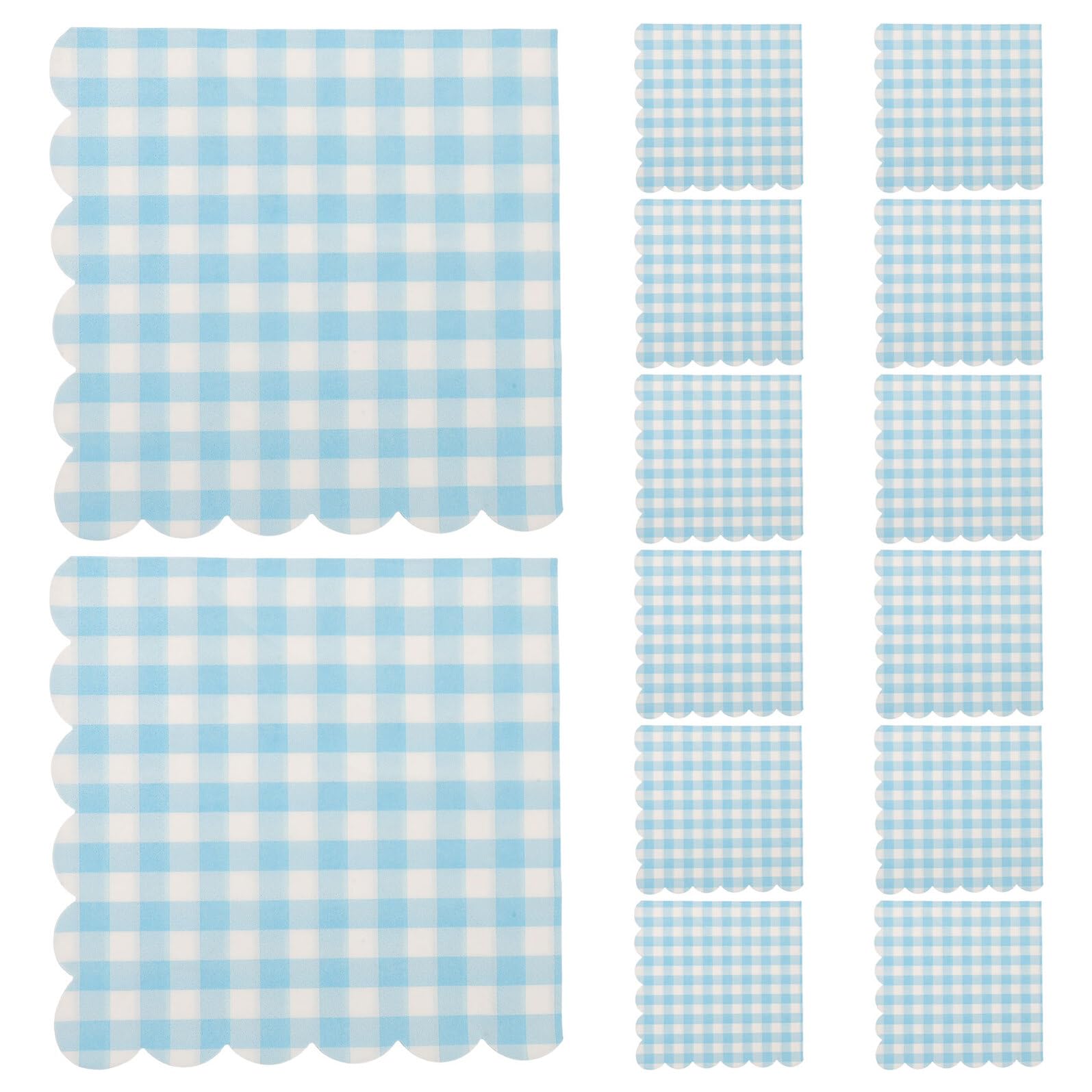 Serviettes papier bleues à carreaux TOYANDONA avec bordure dentelle pour repas festifs