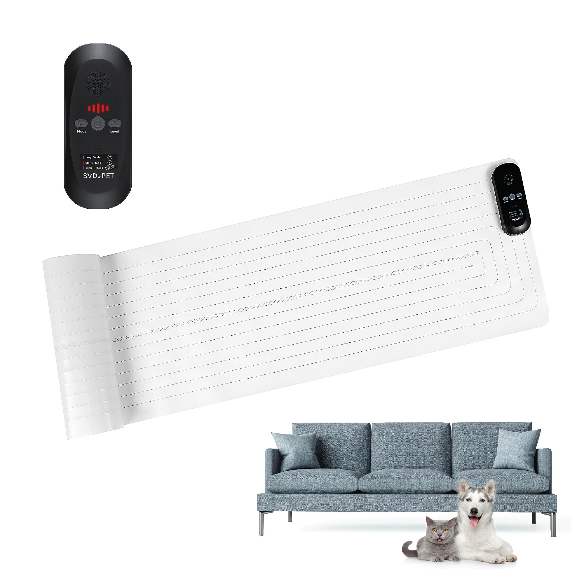 SVD.PET 2024 Upgraded Pet Training Mat with Tester, 60" X 12", Pet Shock Pad, Dogs & Cats Electronic Repellent mat for Indoor, 3 Training Modes, 5 Levels, Pet Safe Mode (Black Controller)