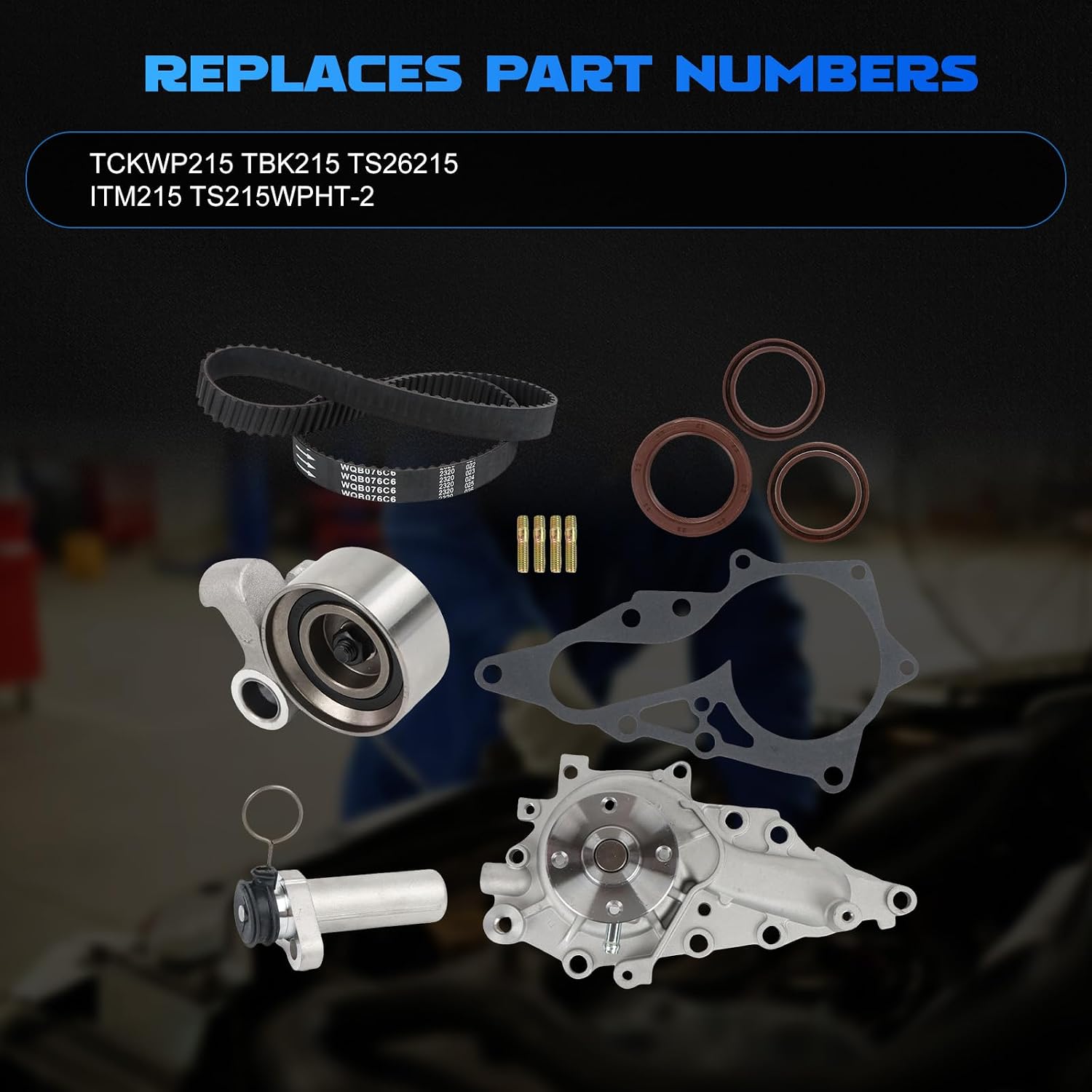 TCKWP215 Timing Belt Water Pump Kit Engine Timing Belt Kit Fits for 1998-2005 GS300, 2001-2005 IS300 3.0L, Replace OE TS26215 ITM215 TBK215