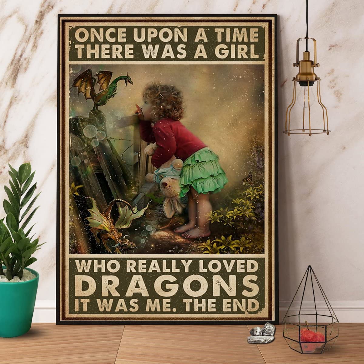 Bioprocess Girls Once Upon A Time There Was A Who Really Loved Dragon Signs Wall Decor Kitchen Decor Wall Decor Poster Metal Sign 8X12 Inches