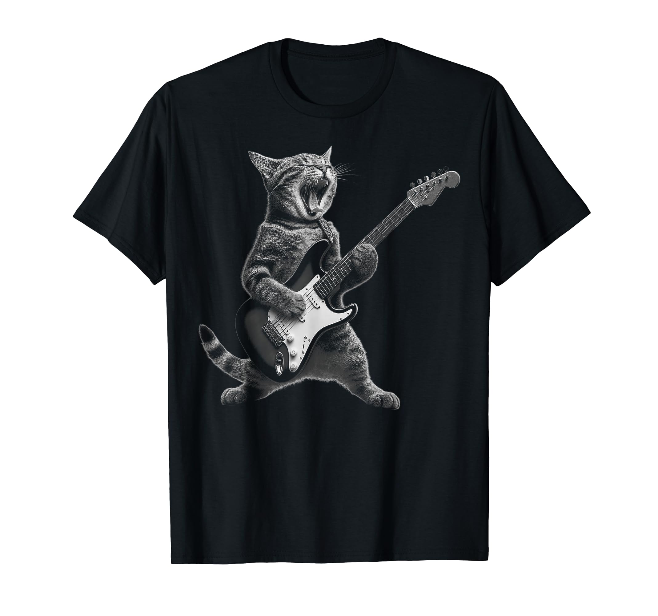 Funny Cat Playing Guitar Rock and Roll Gifts Men Women Kid T-Shirt