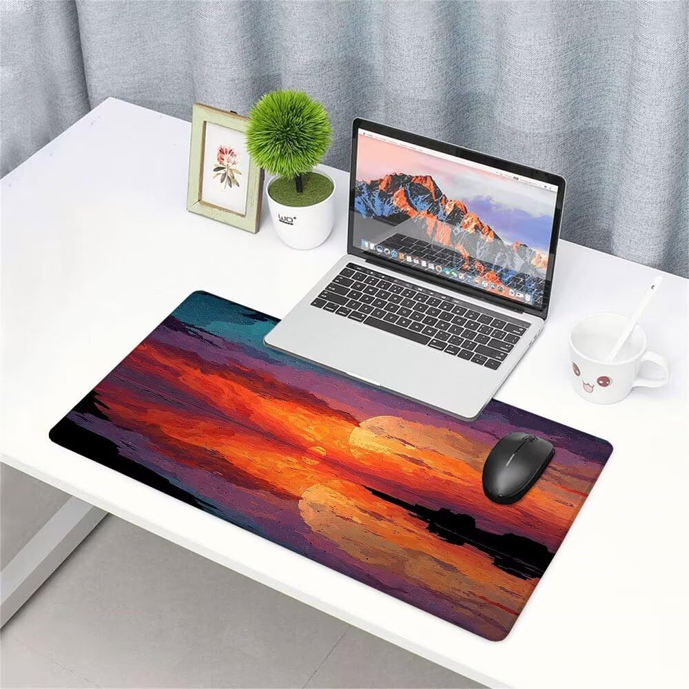 Alfombrilla de Mouse para Juegos, Giallo, XXL, Antideslizante, Impermeable, Diseño de Tramonto, Extendido, Grande, 1200x600x3mm, para PC, Laptop, Ufficio, Famiglia d-596