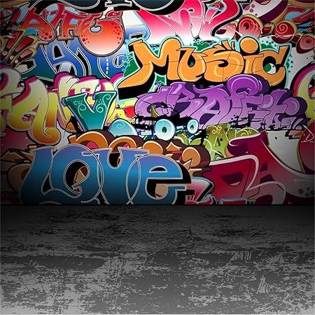 Amazon Com Aofoto 10x10ft Graffiti Wall Photography Background Grunge Colorful Street Art Backdrop Fashion Party Decor Rock Music Vocal Concert Hip Hop Stylish Pop Trendy Portrait Photo Studio Props Wallpaper Home