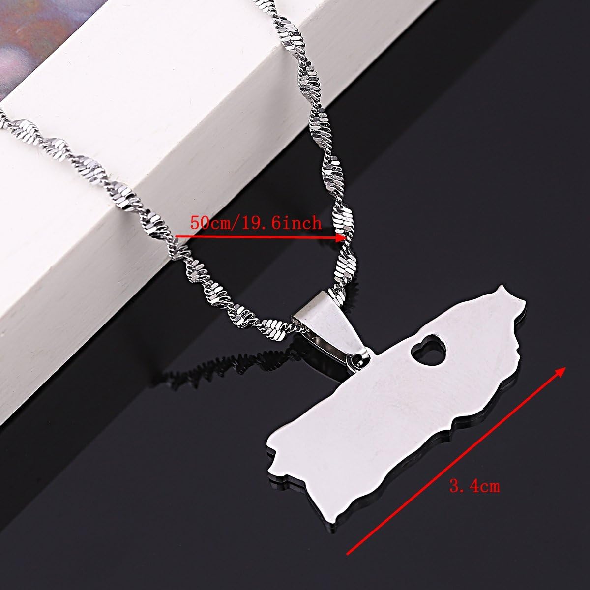 Silver Stainless Steel Puerto Rico Map Pendant Necklaces Puerto Ricans Map Jewelry - Image 4