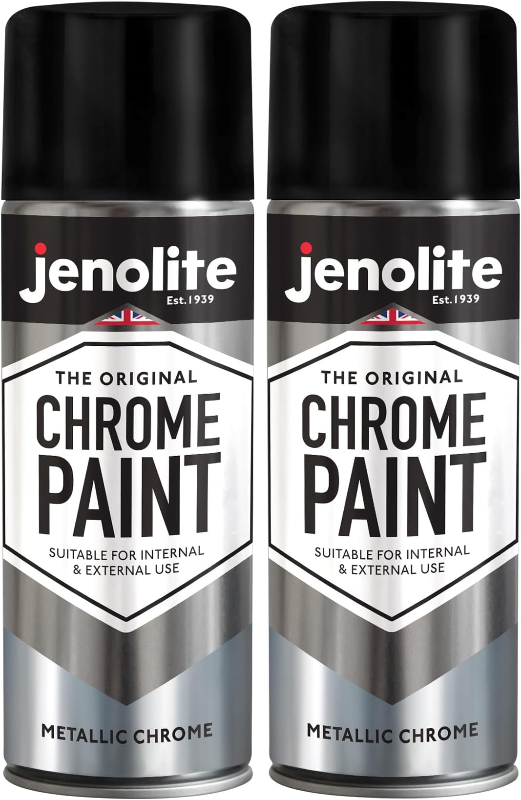 Chrome Spray Paint | Smooth Metallic Silver | Chrome Colour | Multi-Surface Paint For Metal, Wood, Plastic, Ceramic | Suitable For Interior & Exterior Use | 2 x 400ml