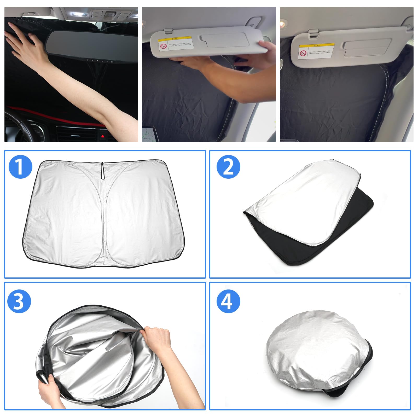 Pare-Soleil Pare-Brise Dacia Spring 2021-2024 – Protection Solaire Été Extrême, Anti-UV Custom Fit, Accessoire Voiture Sur Mesure
