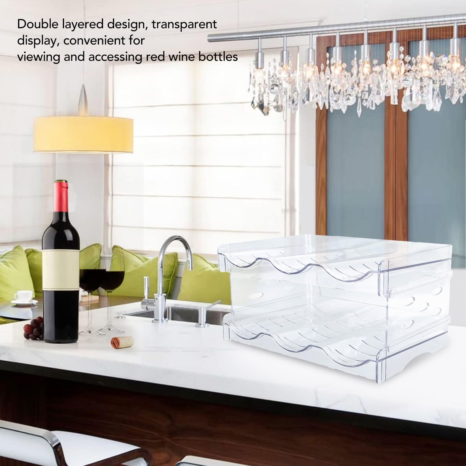 Portabottiglie Impilabile Per Vino E Acqua - Organizzatore Da Cucina Per 6 Bottiglie - Foto 11