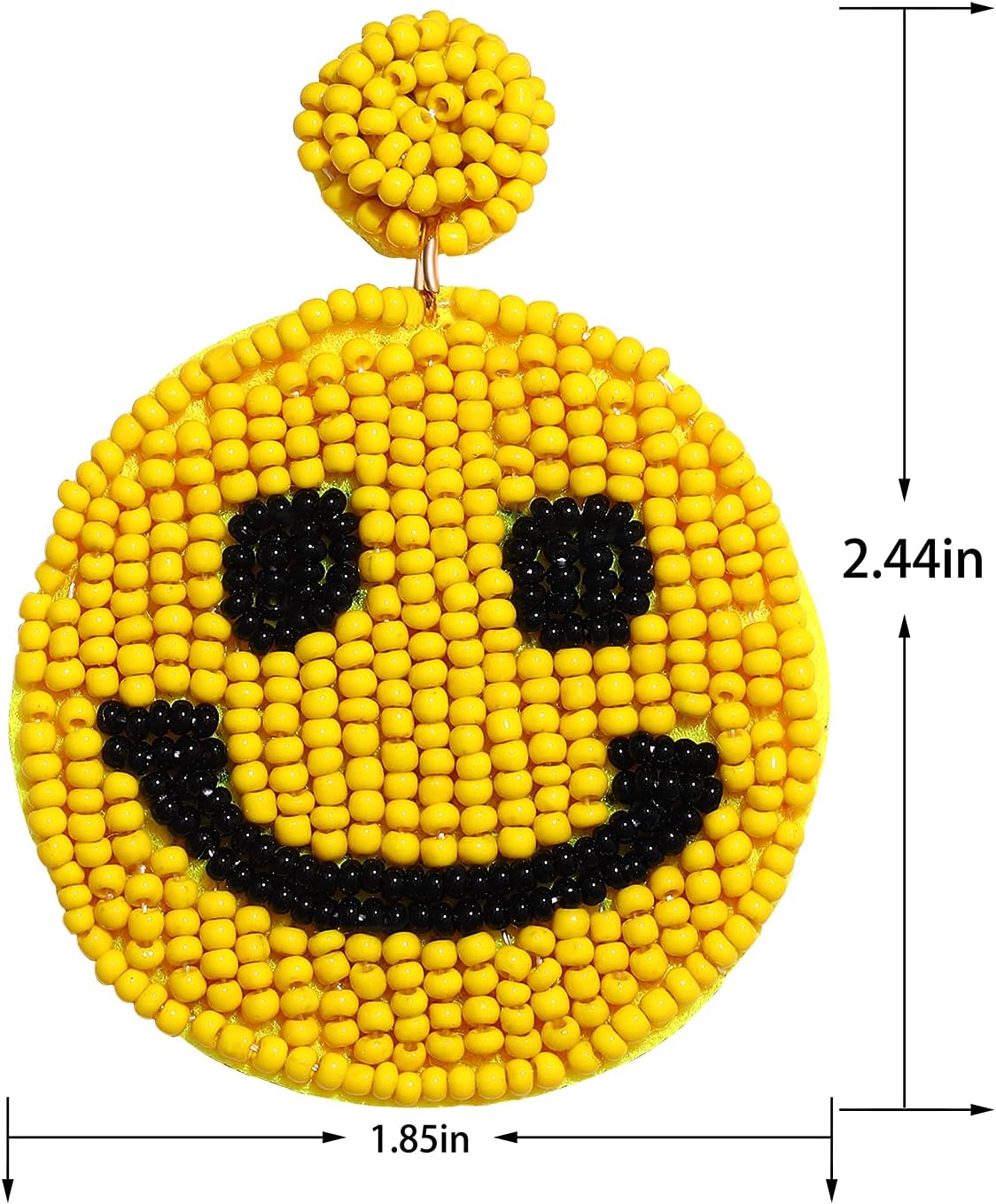 Beaded Smile Statement Drop Earrings - Cute Happy Face Dangle Fun Summer Jewelry Gift - Image 6