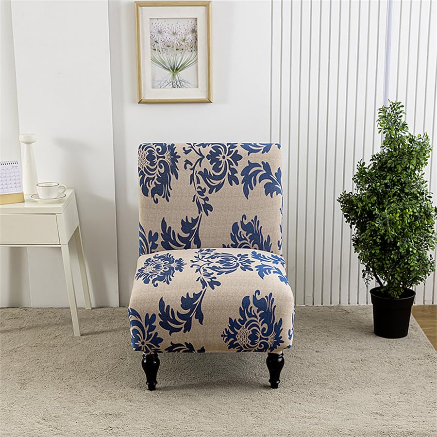 Image of Eco-Ancheng Armless Chair Slipcover Removable Armless Accent Chairs Covers Washable Armless Slipper Chair Slipcover Printed Armless Chair Furniture Protector Covers for Living Dining Room Hotel