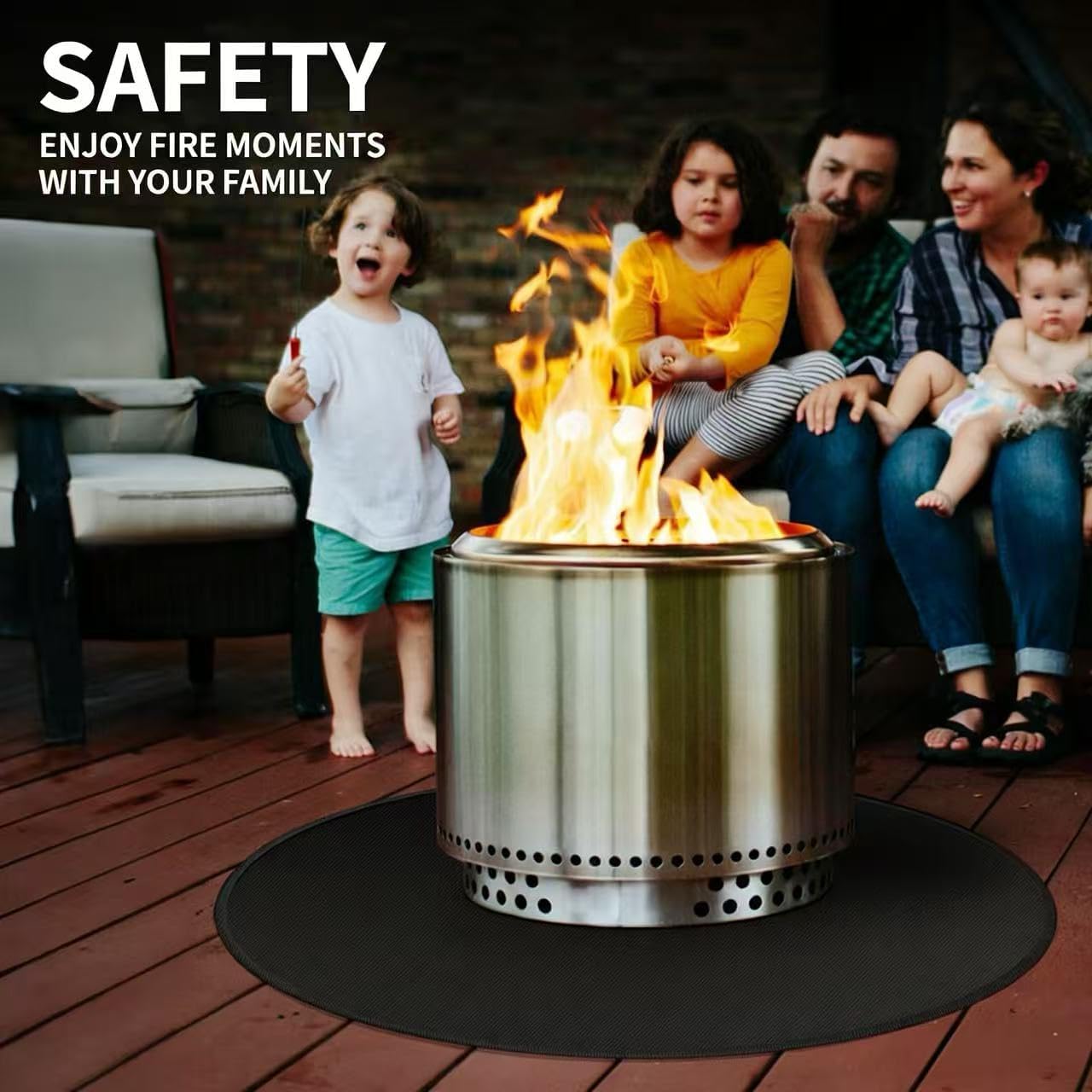 Multi-Sized fire Pit MATS, Circular Fireproof and Heat-Insulating MATS, Waterproof and Oil-Proof Patio Barbecue fire Pit Floor MATS (24 inch)