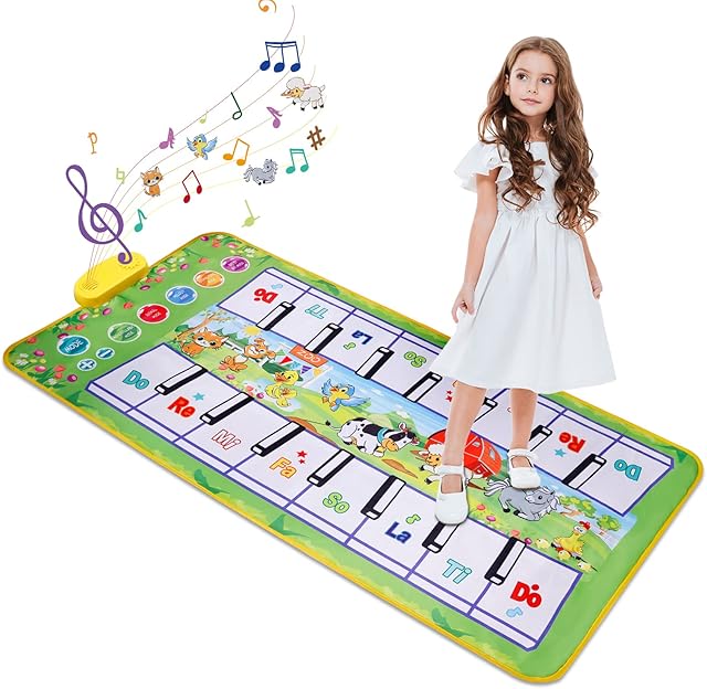 M SANMERSEN Toddler Girl Toys, 55.1" x 27.5" Piano Mat for Toddlers 6 Functional Modes Musical Mat Toys for Girls Boys Music Gifts for 3 4 5 6 Year Old Kids