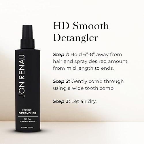 Miniatura 4 de Jon Renau Desenredante suave HD, spray desenredante sin enjuague para pelucas sintéticas y extensiones de cabello, spray desenredante reductor del