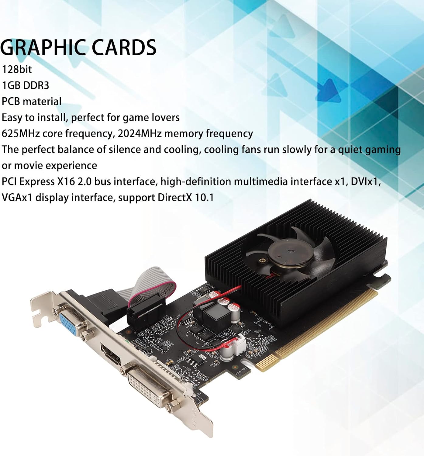GT220 Gaming Graphics Card, 128bit 1GB DDR3 Graphics Card Upgrade Computer Accessories, VGA DVI HDML, Video Card for Gaming PC