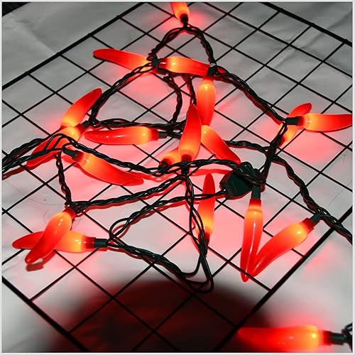 Miniatura 5 de Doratale Tira de luces de chile rojo, tira de luces decorativas de Navidad de 13,6 pies con 35 luces de chile rojo para fiesta mexicana, decoración