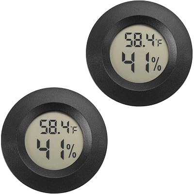 Mini Hygrometer Thermometer Digital Humidity Meter Indoor/Outdoor Humidity Monitor Reptile Thermometer for Greenhouse Garden Cellar Fahrenheit(℉)/ Celsius(℃) 2 Pack